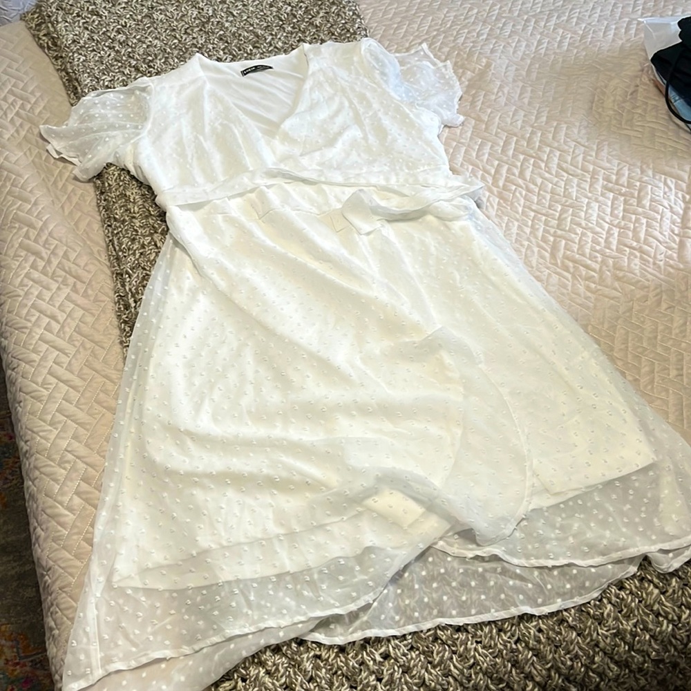 SHEIN- white wrap midi dress